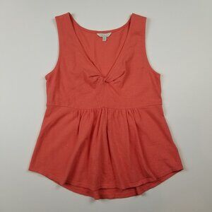 Lucky Brand Coral Twist Knot Front Peplum Tank Top Coral Size Small NWOT